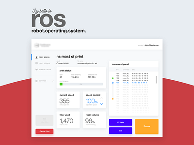 Robot Operating System - Control Interface controller interface ipad red robot robot operating system robots ros tablet touch screen ui user flows ux