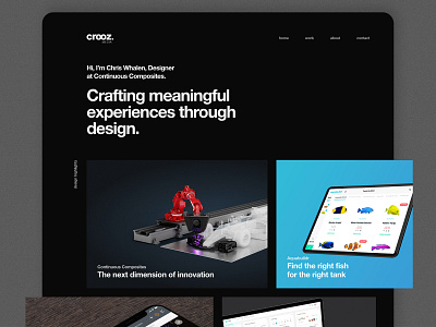 Personal Portfolio Website Preview composites continuous crooz media dark dark theme design interface minimal modern portfolio preview showcase site theme ui ui design ux ux design visual website