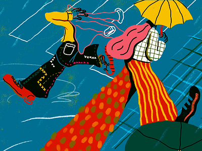 Rainy Day advertising illustration brand illustration colourful editorial illustration illustration rain umbrella vector