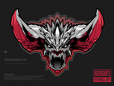 Nergigante animal design dragon illustration monster monster hunter tshirt tshirt design vector