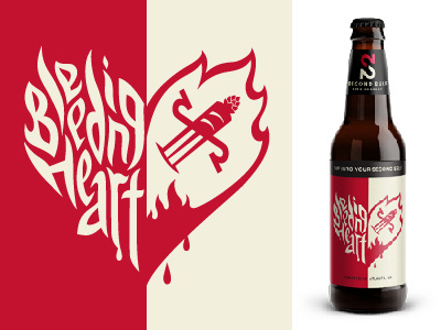 Second Self Bleeding Heart beer art beer label bleeding heart craft beer custom type georgia beer hand lettering red velvet second self beer valentines day