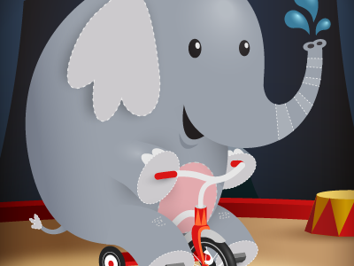 12_22_12 childrens art circus elephant illustration tricycle vector