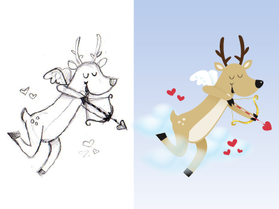 Cupid christmas cupid hearts illustration reindeer santas reindeer vector