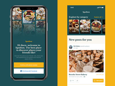Restaurant Recommendations App explore onboarding places post recommendation restaurants sharing social yelp