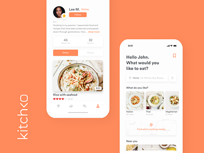 Kitchko App delivery food orange service startup ui ux