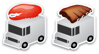 Trucks I would like to see parked together food trucks icon illustration lobster ribs