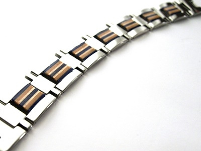 Stainless Steel and Recycled Skateboard Bracelet 