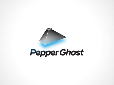 Pepper Ghost Logo 3d black blue branding glass hologram icon light logo typo