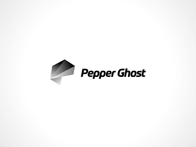 Pepper Ghost Logo v2 3d black blue branding glass hologram icon logo typo
