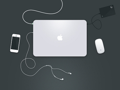 Work and Stuffs designer flat hdd headphone iphone macbookpro magicmouse retina table workspace