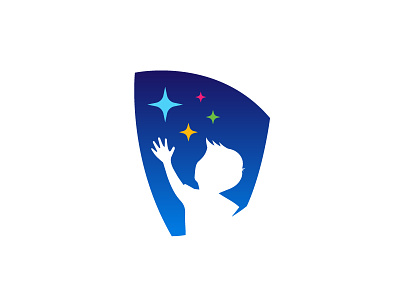 Reaching for Wisdom brandmark identity kid logo reaching stars wisdom