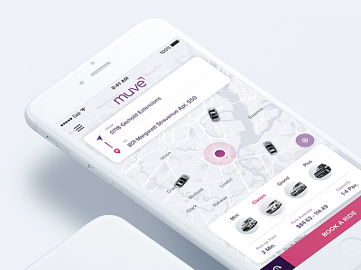 Muve App UI app ios iphone map taxi ui ux
