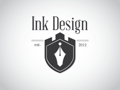 Ink Design branding crest gray identity ink logo seal shield typography