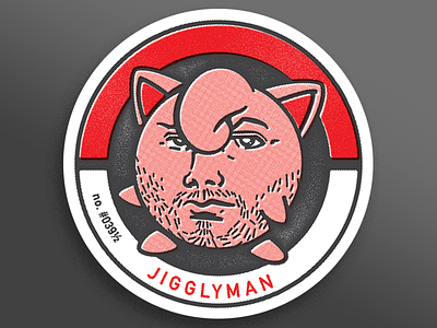 Jigglyman beard face fade halftone illustration jiggly jigglypuff man pokemon portrait sticker typography