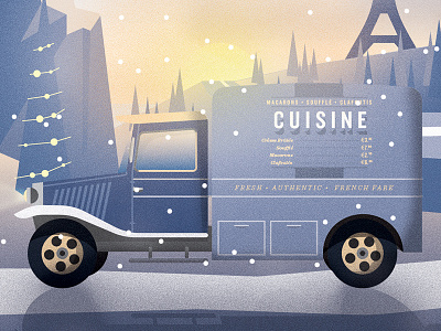 Jus' A lil truck cuisine foodtruck france french illustration poster truck typography