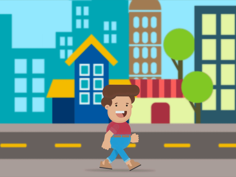 Boy walking in the city adobe after affects art city design graphic design illustrator vector walk