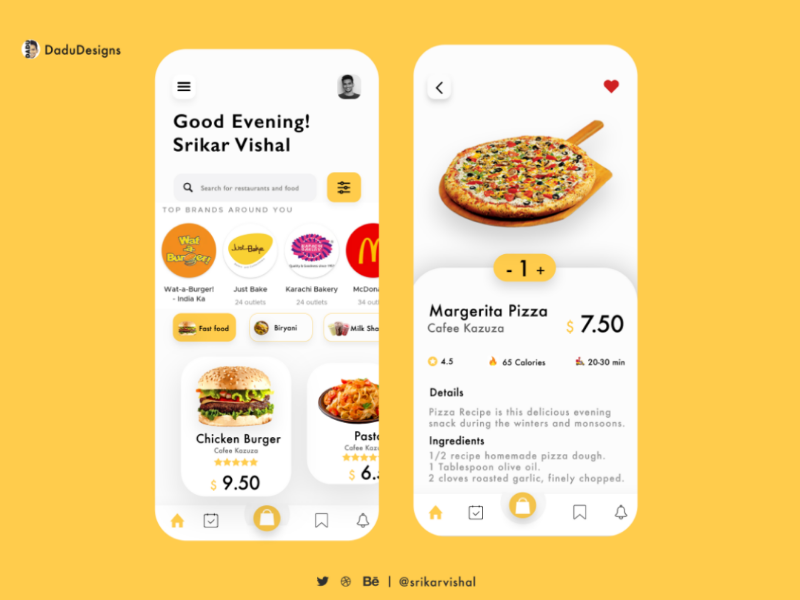 Food delivery service by Srikar Vishal on Dribbble