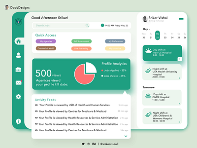 Medical Webapp Dashboard layout