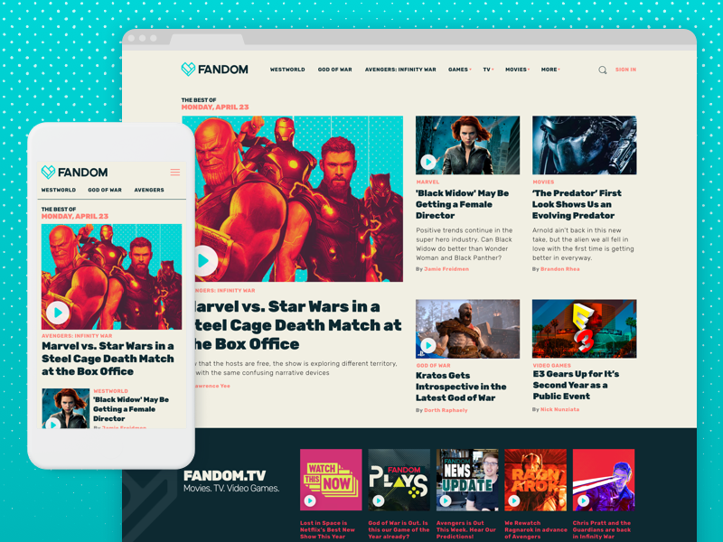 Homepage Concept By Kyle For Fandom On Dribbble