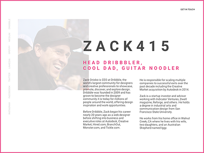 Zack415.com css homepage html one page personal site