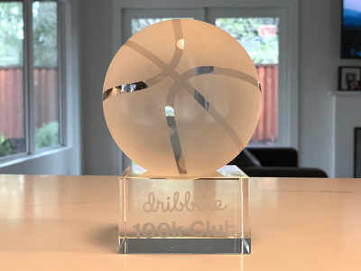 Dribbble 100k Club Trophy 100k 6lbs ball basketball crystal dribbble glass paper weight trophy youve got mail