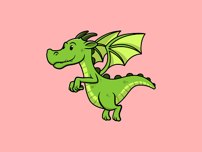 Cute Dragon adorable animal artwork branding cartoon character cute cute animal dragon green dragon illustration vector