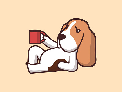 Cute Baset Hound adorable animal art artwork basset hound branding cartoon character cute cute animal illustration