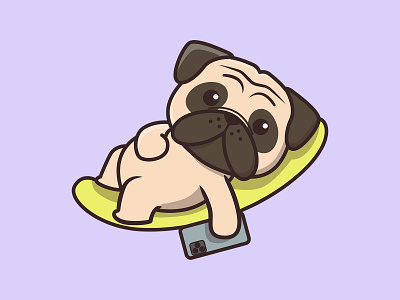 Lazy Pug adorable animal artwork branding cartoon character cute cute animal illustration logo pug