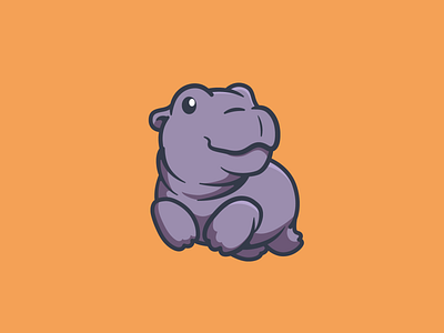 Baby Hippo adorable animation artwork branding cartoon character cute design graphic design hippo hippopotamus illustration logo motion graphics ui