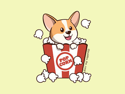 PopCorn Corgi adorable animal branding cartoon character corgi cute animal illustration mascot mascot logo pet popcorn stickers