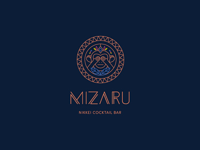 Mizaru - Logo agency animal blue brand branding clean cocktail bar cocktail logo design icon identity illustration logo monkey monkey logo nikkei orange typography vector