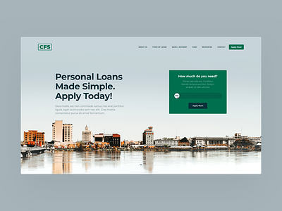 Personal Loans blue design green loan web design