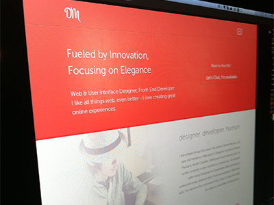 DM design elegance focus folio gray hire hire me innovation portfolio red ui web web design