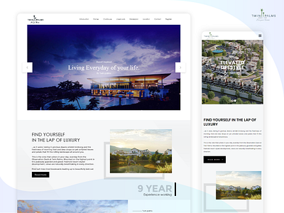 Twin palm website splash screen and mobile view