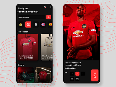 Jersey kit e-commerce app app design apparel design manchesterunited mobile userinterface