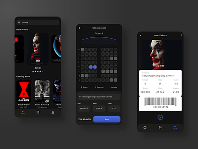 Movie app design. app app design cinema dark darkmode mobile movie movieapp user experience userinterface