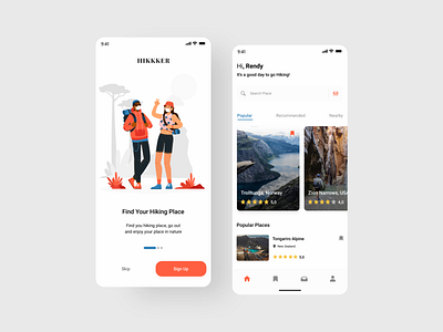 Hiking App Design app hiking mobile travel user experience userinterface