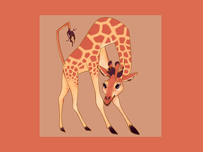 Hello down there! animal cute digital art digital illustration giraffe illustration mascot