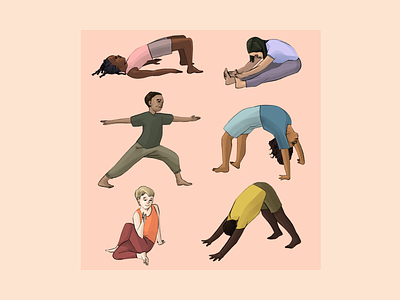 Yoga for Kids child children digital art digital illustration diversity education exercise illustration stretching yoga