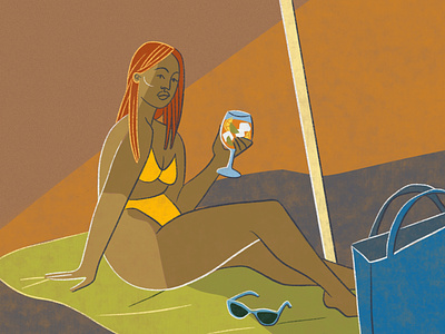 Beachy Vibes beach bikini chill cocktail digital art digital illustration illustration summer woman
