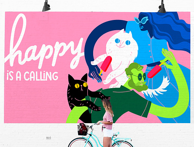 Colorful Mural cat cats colorful digital art digital illustration illustration mural mural design popsicle procreate