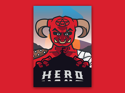 "HERO" Poster art demon demons flat hero heroes illustration illustrator poster poster art red vector warrior