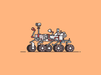 Mars Rover Illustration design flat illustration illustrator mars minimal orange red rover vector white