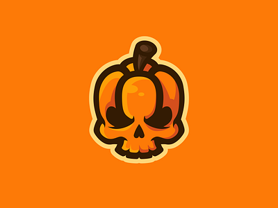 Pumpkin Skull Mascot Logo