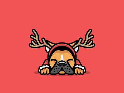 Reindeer dog deer design dog dogs flat illustration illustrator mascot minimal red reindeer vector