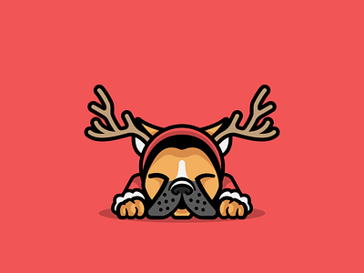 Reindeer dog deer design dog dogs flat illustration illustrator mascot minimal red reindeer vector