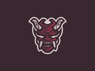 Japanese demon mask design flat icon illustration illustrator logo mascot logo minimal type vector