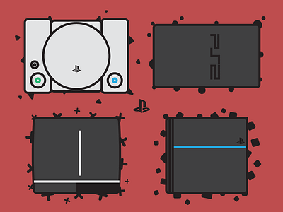 Playstation 1/2/3/4 design flat illustration illustrator minimal vector