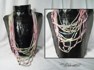 collana lunga colorata beautiful colour design elastic handmade necklace old clothes photography recycle renew