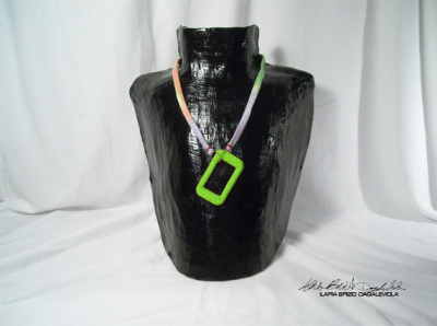 Collana Rettangolo Verde Acido acid green colour design handmade necklace photography recycle
